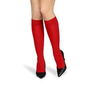 looksy Calze alte al ginocchio da donna con fascia anti-pressione 60 den taglia unica calda stivali lunghi opachi, Rosso, Taglia unica