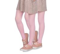 Looksy, confezione da 2 paia di collant opachi per ragazze, in morbida microfibra, con piede, calze per bambini, per danza, scuola, balletto, 40 DEN, età 3-12 anni [Prodotto in Italia], Pink, 7-8