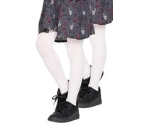 Looksy, confezione da 2 paia di collant opachi per ragazze, in morbida microfibra, con piede, calze per bambini, per danza, scuola, balletto, 40 DEN, età 3-12 anni [Prodotto in Italia], White, 11-12