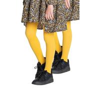 Looksy, confezione da 2 paia di collant opachi per ragazze, in morbida microfibra, con piede, collant per bambini, per danza, scuola, balletto, 40 DEN, età 3-12 anni [Prodotto in Italia], Yellow, 3-4
