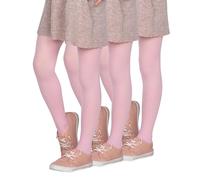 looksy Confezione da 3 Collant Bambina Rosa 40 Denari Coprenti Tinta Unita Microfibra Balletto Morbidi Elasticizzati Bambini Collant Scuola Uniforme Danza, Rosa 98-104 cm