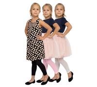 looksy Confezione da 3 ragazze collant senza piede per danza classica Leggings coprenti 7/8 lunghezza bambini ginnastica scuola pantaloni Alice, set di 3 paia, Bianco Nero Rosa 122/128 cm (7/8 anni)