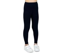 looksy Leggings da Bambina in Cotone Blu Navy Lunghezza alla Caviglia Pantaloni Morbidi e Traspiranti per Bambine Perfetti per Scuola Danza Sport e Uso Quotidiano, 11 Anni (146 cm)