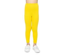 looksy Leggings da Bambina in Cotone Giallo Lunghezza alla Caviglia Pantaloni Morbidi e Traspiranti per Bambine Perfetti per Scuola Danza Sport e Uso Quotidiano, 8 Anni (128 cm)