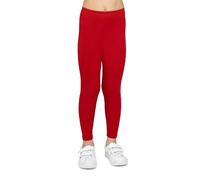 looksy Leggings da Bambina in Cotone Rosso Lunghezza alla Caviglia Pantaloni Morbidi e Traspiranti per Bambine Perfetti per Scuola Danza Sport e Uso Quotidiano, 7 Anni (122 cm)