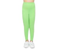 looksy Leggings da Bambina in Cotone Verde Lime Lunghezza alla Caviglia Pantaloni Morbidi e Traspiranti per Bambine Perfetti per Scuola Danza Sport e Uso Quotidiano, 4 Anni (104 cm)