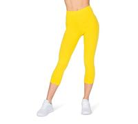 Looksy, leggings da donna a 3/4, lunghezza Capri, per allenamento, yoga, cotone, pantaloni plus size, giallo., M
