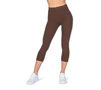 Looksy, leggings da donna a 3/4, lunghezza Capri, per allenamento, yoga, cotone, pantaloni plus size, marrone, S