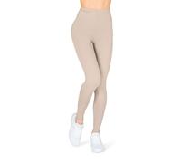 looksy Leggings da donna in cotone, opachi, sportivi, traspiranti, loungewear a tutta lunghezza, beige., S