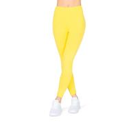 looksy Leggings da donna in cotone, opachi, sportivi, traspiranti, loungewear a tutta lunghezza, giallo., XXL