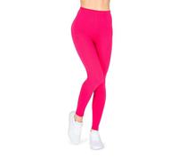 looksy Leggings da donna in cotone, opachi, sportivi, traspiranti, loungewear a tutta lunghezza, Magenta, L