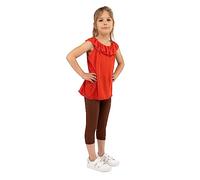 looksy Leggings per Ragazze - Pantaloni Estivi Capri Stile Basic 19 Colori Non Trasparenti Comodi da Indossare Tutti i Giorni Tessuto di Cotone Morbido e Traspirante, Marrone 3 Anni (98 cm)
