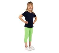 looksy Leggings per Ragazze - Pantaloni Estivi Capri Stile Basic 19 Colori Non Trasparenti Comodi da Indossare Tutti i Giorni Tessuto di Cotone Morbido e Traspirante, Lime 10 Anni (140 cm)