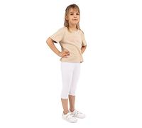 looksy Leggings per Ragazze - Pantaloni Estivi Capri Stile Basic 19 Colori Non Trasparenti Comodi da Indossare Tutti i Giorni Tessuto di Cotone Morbido e Traspirante, Bianco 3 Anni (98 cm)