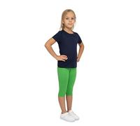 looksy Leggings per Ragazze - Pantaloni Estivi Capri Stile Basic 19 Colori Non Trasparenti Comodi da Indossare Tutti i Giorni Tessuto di Cotone Morbido e Traspirante, Verde 6 Anni (116 cm)