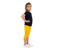 looksy Leggings per Ragazze - Pantaloni Estivi Capri Stile Basic 19 Colori Non Trasparenti Comodi da Indossare Tutti i Giorni Tessuto di Cotone Morbido e Traspirante, Giallo 4 Anni (104 cm)
