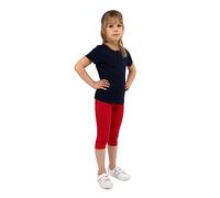 looksy Leggings per Ragazze - Pantaloni Estivi Capri Stile Basic 19 Colori Non Trasparenti Comodi da Indossare Tutti i Giorni Tessuto di Cotone Morbido e Traspirante, Rosso 13 Anni (158 cm)