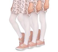 looksy Set di 3 collant opachi per ragazze 40-DEN in morbida microfibra per bambini collant a piedi casual danza scuola balletto 3-12 anni, bianco, 11-12 Anni