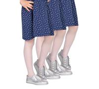 looksy Tonia confezione da 3 paia di collant bianchi per ragazze italiane 20 DEN, leggeri, velati, con piede liscio, calze per la scuola di danza classica, Bianco 11/12 anni