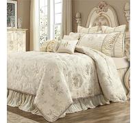 Loom and Mill Set di 9 pezzi jacquard floreale, elegante stile principessa, per camera da letto, fibra sintetica, color albicocca cremosa