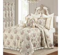 Loom and Mill Valencia, set di 9 trapunte floreali europee, in fibra sintetica, beige perlato, king size