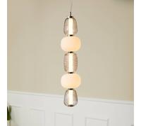 LOOM DESIGN Lampada a sospensione LED Pearl 5 vetro grigio/cromo altezza LOOM DESIGN