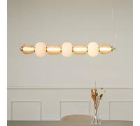 LOOM DESIGN Lampada LED a sospensione Pearl 7, ambra/oro, vetro, 110 cm LOOM DESIGN