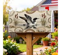 Loon - Coperture magnetiche per cassetta delle lettere, ispirate alla natura, stile rustico, motivo: ninfee e gattini, tonalità della terra, per decorazioni esterne, 45,7 x 53,3 cm