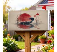 Loon - Coperture magnetiche per cassette postali, decorazione per cassetta postale giapponese, colore rosso naturale con acqua e sole, per decorazione portico anteriore, 45,7 x 53,3 cm