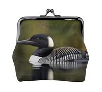 Loon Nature Bird portamonete da donna, piccolo portafoglio da donna, piccola borsa per il trucco per borsa, portafoglio ultra sottile retrò, nero, taglia unica, Art Deco, Nero , Taglia unica, Art Deco