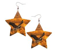 Loon Nature - Orecchini pendenti da donna, a forma di uccello, scintillanti orecchini pendenti a forma di stella, gioielli alla moda per una serata fuori, One Size, Pelle