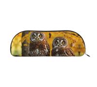 Loon Nature - Trousse per cosmetici, da donna, con stampa di uccellini, borsa per trucchi e articoli da toeletta, Carino Brown Cartoon Gufi, One Size