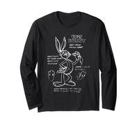 Looney Tunes Bugs Bunny Drawing Instruction Line Art Dark Maglia a Manica