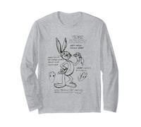 Looney Tunes Bugs Bunny Drawing Instruction Line Art Light Maglia a Manica