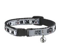 Looney Tunes Cat Collar, Breakaway Collar with Bell, Bugs Bunny Smiling Face Tex
