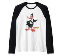 Looney Tunes Daffy Duck Retro Large Pose Maglia con Maniche Raglan