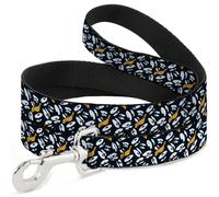 Looney Tunes Pet Leash, Dog Leash, Daffy Duck Expression and Eyes Scattered Blac