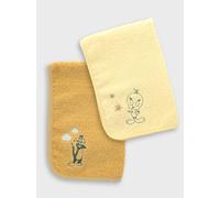Looney Tunes - Set di 2 Asciugamani Ricamati 30 x 45 cm - Spugna Assorbente 100% Cotone, Fodera Impermeabile - Teli Cambio da Viaggio per Bebè - Silvestro & Titti - Prodotto Ufficiale Warner Bros