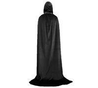 LOOPES Mantello con Cappuccio Nero, Mantello con Cappuccio Lungo in Velluto, Mantello da Vampiro, Costume di Halloween Capo Masquerade Costume di Natale Cosplay, Lunghezza Totale con Cappello 170 cm