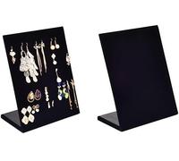 Loopunk Espositore Orecchini, Set da 2 Espositore Gioielli Porta Orecchini Velluto Nero a L,Organizer Gioielli Portagioie Donna per Pendenti ed a Borchia,60 Fori per 30 Paia di Orecchini(Nero)