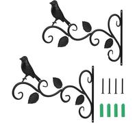 Loopunk Ganci da Parete per Pianta,2 Pezzi Ganci per Fioriera Parete, Staffe per Cesto Appese, Staffa per Cesto di Piante, per Mangiatoie,Fioriere, Lanterne,Uccelli (Nero)