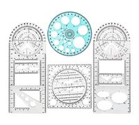 LOOR 4 Pezzi Regola Geometrica Multifunzionale Strumenti di Disegno Righello di Plastica Set Matematica Misura Cerchio Regole di Disegno