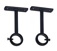 LOOR Bastone per tenda montato a soffitto, robusto supporto da soffitto per asta per tenda da 1 pollici (confezione da 2, nero)