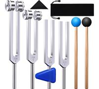 LOOR Set di 4 Diapason (128 Hz, 256 Hz, 512 Hz, 528 Hz) con martello per strumenti di vibrazione sonora di Guerisione