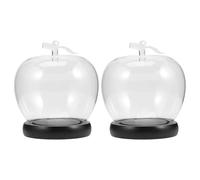 LOORGVEL 2 Pezzi di Cupola espositiva in Vetro Trasparente con Base illuminata - Copertura in Vetro a Campana per Fiori, Statuette e ricordi - Vetrina espositiva a Forma di Frutta per Feste di