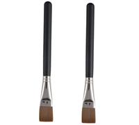 LOORGVEL 2 pezzi Pennello per Maschera Viso Setole Piatte Sottili in Fibra Artificiale per Applicazione Uniforme Fondotinta e Maschere Manico in Legno Resistente per Maschere Viso