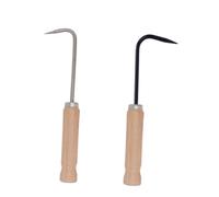 LOORGVEL 2pezzi Attrezzo Manuale per Erbacce con Gancio in Acciaio e Manico in Legno Estirpatore Resistente per Giardino per Rimuovere Radici e Erbacce con Base Curva per Leva Facilitata