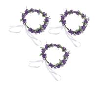 LOORGVEL 3 pezzi Ghirlanda Floreale Lavanda Copricapo Sposa Romantico per Matrimonio e Vacanze in Spiaggia Fascia Floreale Boho per Donne Accessorio Fotografico Leggero e Confortevole