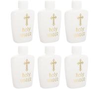 LOORGVEL 6 Bottiglie Acqua Santa Ricaricabili in Plastica Bianca Croce di Gesù, Bottiglie per Esorcismo e Feste Religiose, Portatili e Leggere per Uso Domestico e Viaggi