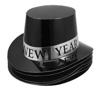 LOORGVEL 6 Pezzi Cappelli Capodanno Happy Year Eleganti in Carta Nero e Oro da Cappellini per Feste di Fine Anno Accessori Decorativi Raffinati